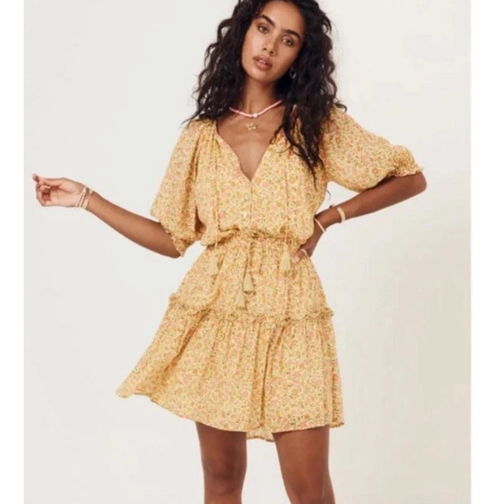 Spell & The Gypsy Rae Play Dress Daisy Yellow Ditsy Floral Small US 4 EUC Boho